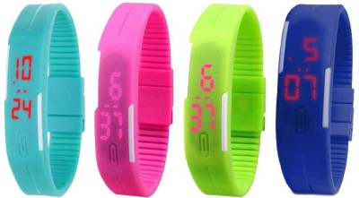 

Kissu Led Magnet Band Combo of 4 Sky Blue, Pink, Green And Blue Watch - For Men & Women