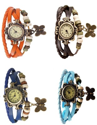 NS18 Vintage Butterfly Rakhi Combo of 4 Orange, Blue, Brown And Sky Blue Analog Watch  - For Women   Watches  (NS18)