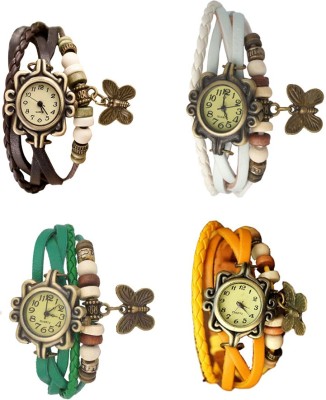 NS18 Vintage Butterfly Rakhi Combo of 4 Brown, Green, White And Yellow Analog Watch  - For Women   Watches  (NS18)