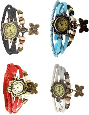 NS18 Vintage Butterfly Rakhi Combo of 4 Black, Red, Sky Blue And White Analog Watch  - For Women   Watches  (NS18)