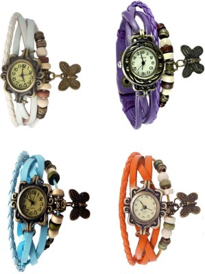 NS18 Vintage Butterfly Rakhi Combo of 4 White, Sky Blue, Purple And Orange Analog Watch  - For Women   Watches  (NS18)