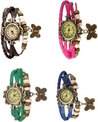 NS18 Vintage Butterfly Rakhi Combo of 4 Brown, Green, Pink And Blue Analog Watch  - For Women   Watches  (NS18)