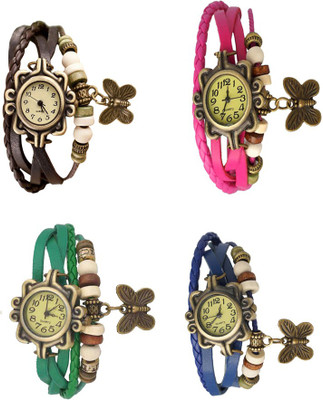 

NS18 Vintage Butterfly Rakhi Combo of 4 Brown, Green, Pink And Blue Watch - For Women