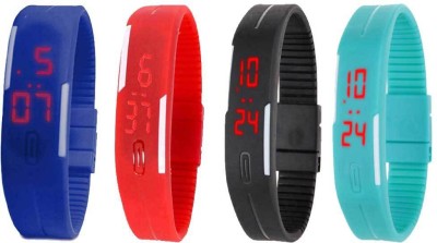 NS18 Silicone Led Magnet Band Watch Combo of 4 Blue, Red, Black And Sky Blue Digital Watch  - For Couple   Watches  (NS18)