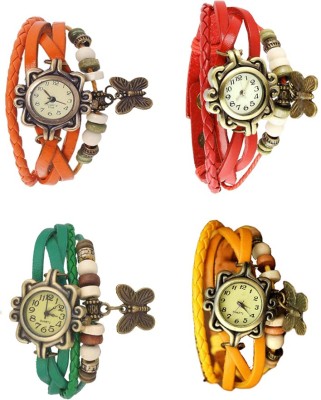 NS18 Vintage Butterfly Rakhi Combo of 4 Orange, Green, Red And Yellow Analog Watch  - For Women   Watches  (NS18)