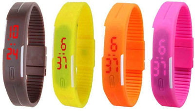 

Kissu Led Magnet Band Combo of 4 Brown, Yellow, Orange And Pink Watch - For Men & Women