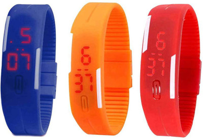 

Kissu Led Band Watch Combo of 3 Blue, Orange And Red Watch - For Couple
