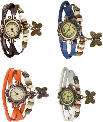 NS18 Vintage Butterfly Rakhi Combo of 4 Brown, Orange, Blue And White Analog Watch  - For Women   Watches  (NS18)