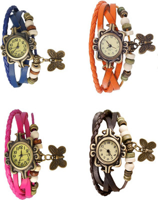 

Kissu Vintage Rakhi Combo of 4 Blue, Pink, Orange And Brown Watch - For Women
