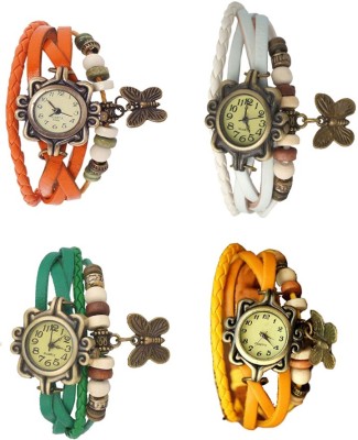 NS18 Vintage Butterfly Rakhi Combo of 4 Orange, Green, White And Yellow Analog Watch  - For Women   Watches  (NS18)