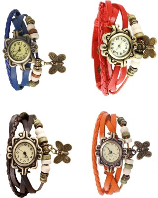 NS18 Vintage Butterfly Rakhi Combo of 4 Blue, Brown, Red And Orange Analog Watch  - For Women   Watches  (NS18)