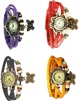 NS18 Vintage Butterfly Rakhi Combo of 4 Purple, Black, Red And Yellow Analog Watch  - For Women   Watches  (NS18)