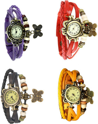 

Kissu Vintage Rakhi Combo of 4 Purple, Black, Red And Yellow Watch - For Women