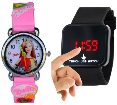 Creator Barbie And Black Led Touch Screen Combo Analog-Digital Watch  - For Boys & Girls   Watches  (Creator)