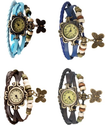 NS18 Vintage Butterfly Rakhi Combo of 4 Sky Blue, Brown, Blue And Black Analog Watch  - For Women   Watches  (NS18)