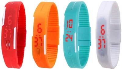 NS18 Silicone Led Magnet Band Combo of 4 Red, Orange, Sky Blue And White Digital Watch  - For Boys & Girls   Watches  (NS18)