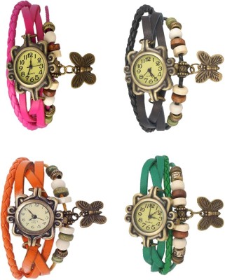 NS18 Vintage Butterfly Rakhi Combo of 4 Pink, Orange, Black And Green Analog Watch  - For Women   Watches  (NS18)