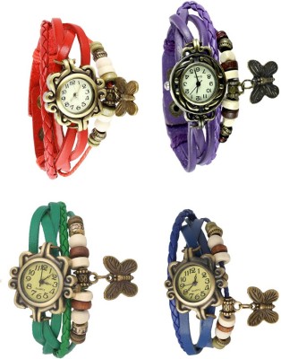 NS18 Vintage Butterfly Rakhi Combo of 4 Red, Green, Purple And Blue Analog Watch  - For Women   Watches  (NS18)