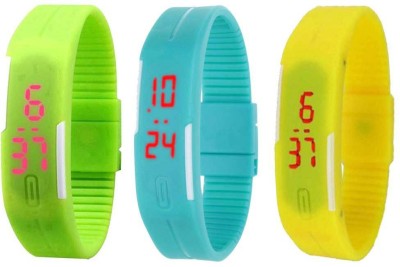 NS18 Silicone Led Magnet Band Combo of 3 Green, Sky Blue And Yellow Digital Watch  - For Boys & Girls   Watches  (NS18)