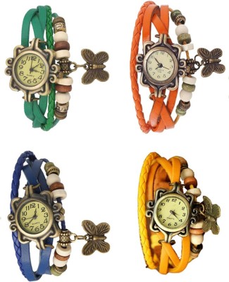 NS18 Vintage Butterfly Rakhi Combo of 4 Green, Blue, Orange And Yellow Analog Watch  - For Women   Watches  (NS18)