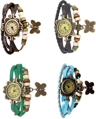 NS18 Vintage Butterfly Rakhi Combo of 4 Brown, Green, Black And Sky Blue Analog Watch  - For Women   Watches  (NS18)