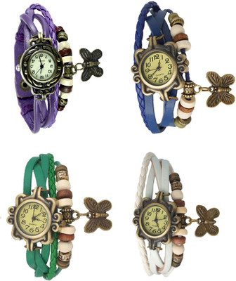 

Kissu Vintage Rakhi Combo of 4 Purple, Green, Blue And White Watch - For Women