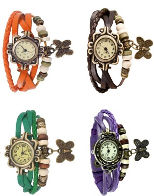 NS18 Vintage Butterfly Rakhi Combo of 4 Orange, Green, Brown And Purple Analog Watch  - For Women   Watches  (NS18)
