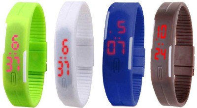 NS18 Silicone Led Magnet Band Combo of 4 Green, White, Blue And Brown Digital Watch  - For Boys & Girls   Watches  (NS18)