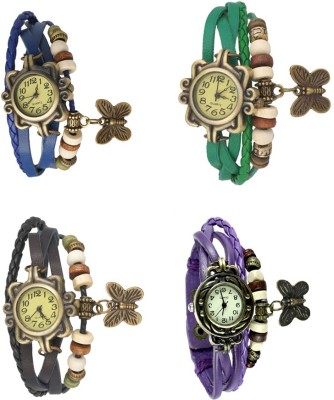 NS18 Vintage Butterfly Rakhi Combo of 4 Blue, Black, Green And Purple Analog Watch  - For Women   Watches  (NS18)