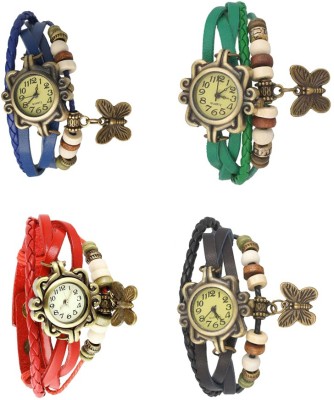 NS18 Vintage Butterfly Rakhi Combo of 4 Blue, Red, Green And Black Analog Watch  - For Women   Watches  (NS18)