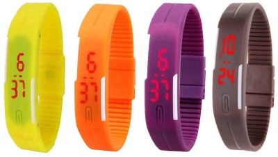 NS18 Silicone Led Magnet Band Combo of 4 Yellow, Orange, Purple And Brown Digital Watch  - For Boys & Girls   Watches  (NS18)