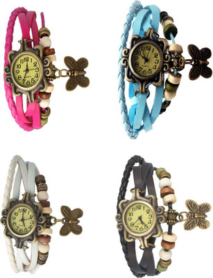 

Kissu Vintage Rakhi Combo of 4 Pink, White, Sky Blue And Black Watch - For Women