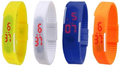 NS18 Silicone Led Magnet Band Combo of 4 Yellow, White, Blue And Orange Digital Watch  - For Boys & Girls   Watches  (NS18)