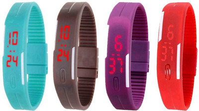 

Kissu Led Magnet Band Combo of 4 Sky Blue, Brown, Purple And Red Watch - For Men & Women