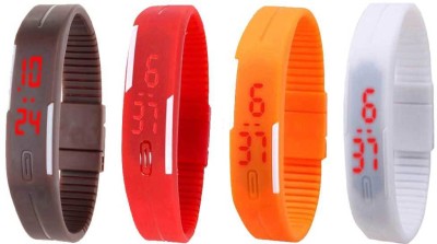NS18 Silicone Led Magnet Band Combo of 4 Brown, Red, Orange And White Digital Watch  - For Boys & Girls   Watches  (NS18)