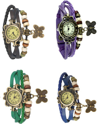 

Kissu Vintage Rakhi Combo of 4 Black, Green, Purple And Blue Watch - For Women