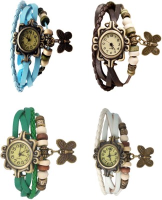 NS18 Vintage Butterfly Rakhi Combo of 4 Sky Blue, Green, Brown And White Analog Watch  - For Women   Watches  (NS18)