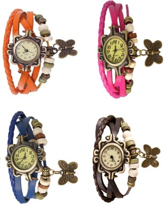 NS18 Vintage Butterfly Rakhi Combo of 4 Orange, Blue, Pink And Brown Analog Watch  - For Women   Watches  (NS18)