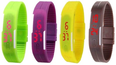 NS18 Silicone Led Magnet Band Combo of 4 Green, Purple, Yellow And Brown Digital Watch  - For Boys & Girls   Watches  (NS18)