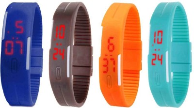 NS18 Silicone Led Magnet Band Watch Combo of 4 Blue, Brown, Orange And Sky Blue Digital Watch  - For Couple   Watches  (NS18)
