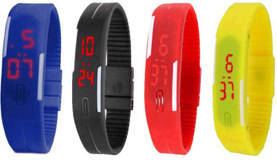 

Kissu Led Magnet Band Combo of 4 Blue, Black, Red And Yellow Watch - For Men & Women