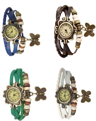 NS18 Vintage Butterfly Rakhi Combo of 4 Blue, Green, Brown And White Analog Watch  - For Women   Watches  (NS18)
