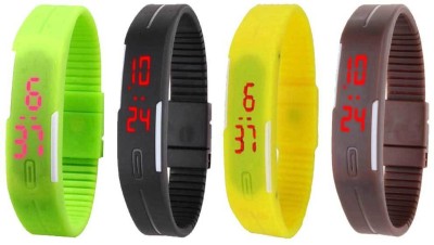 NS18 Silicone Led Magnet Band Combo of 4 Green, Black, Yellow And Brown Digital Watch  - For Boys & Girls   Watches  (NS18)