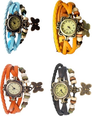 NS18 Vintage Butterfly Rakhi Combo of 4 Sky Blue, Orange, Yellow And Black Analog Watch  - For Women   Watches  (NS18)