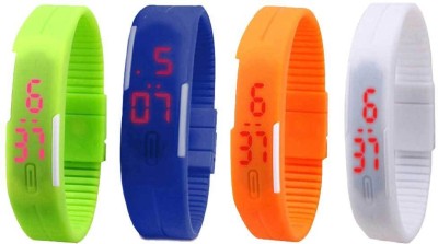 NS18 Silicone Led Magnet Band Combo of 4 Green, Blue, Orange And White Digital Watch  - For Boys & Girls   Watches  (NS18)