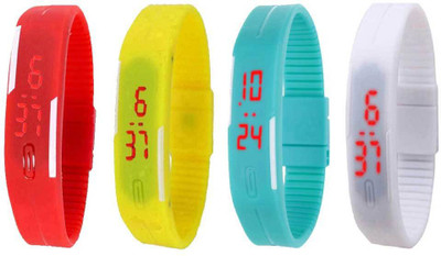 

Kissu Led Magnet Band Combo of 4 Red, Yellow, Sky Blue And White Watch - For Men & Women