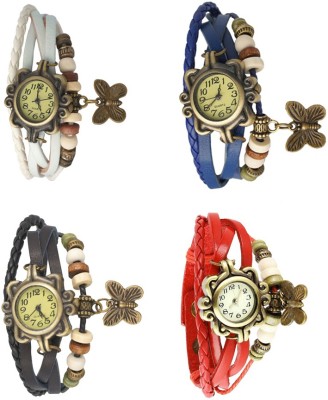 NS18 Vintage Butterfly Rakhi Combo of 4 White, Black, Blue And Red Analog Watch  - For Women   Watches  (NS18)