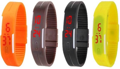 NS18 Silicone Led Magnet Band Combo of 4 Orange, Brown, Black And Yellow Digital Watch  - For Boys & Girls   Watches  (NS18)