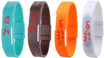 NS18 Silicone Led Magnet Band Combo of 4 Sky Blue, Brown, Orange And White Digital Watch  - For Boys & Girls   Watches  (NS18)