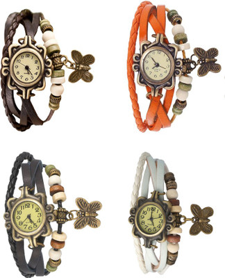 

NS18 Vintage Butterfly Rakhi Combo of 4 Brown, Black, Orange And White Watch - For Women
